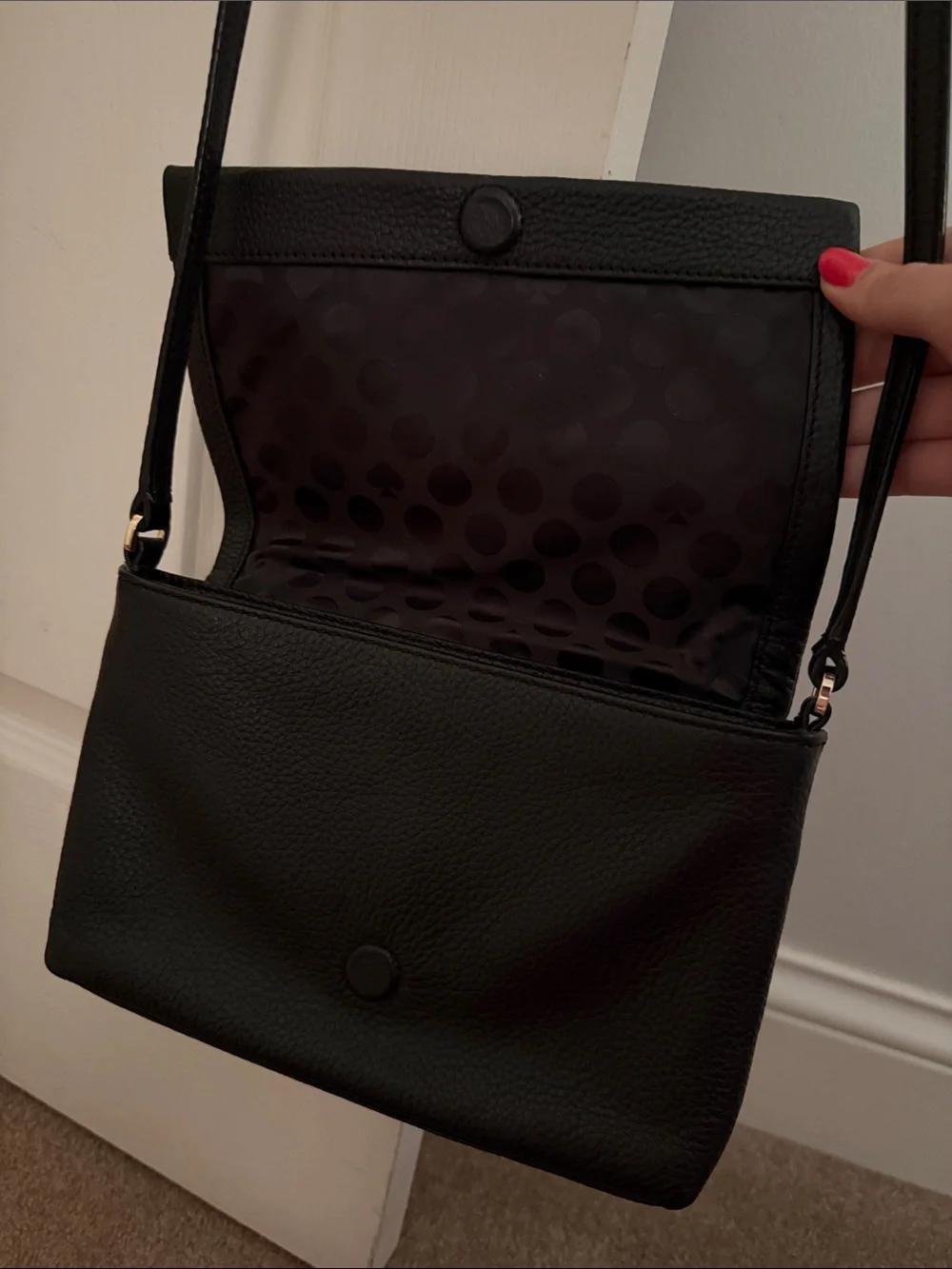 kate spade Black Pebbled Leather Crossbody with Gold Plate